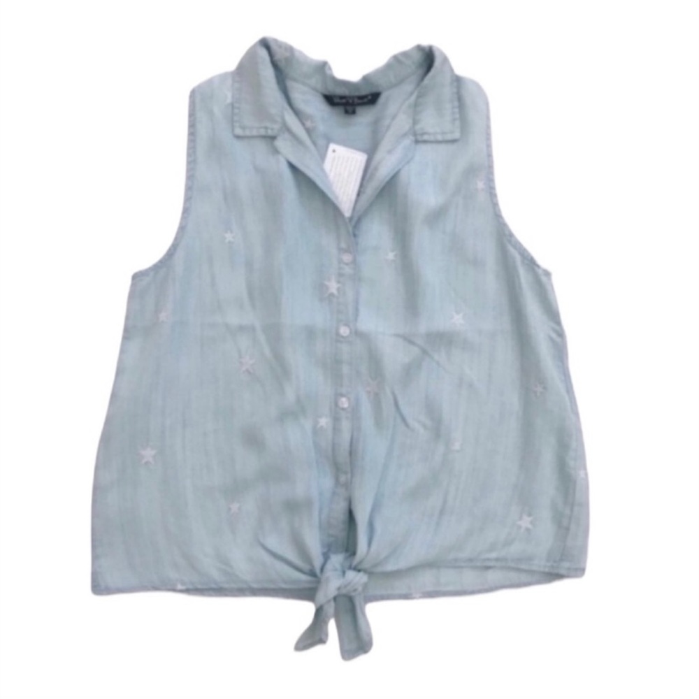 [NWT] Velvet Heart | Tencel Sleeveless Casual Front Tie Embroidered Top Size M